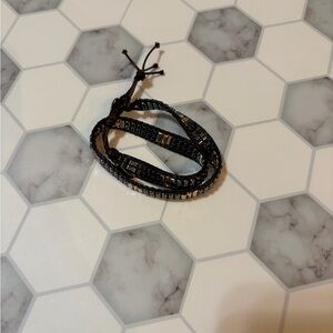 Black Beaded Wrap Bracelet